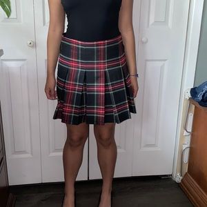 Thigh Length Black Plaid Skirt